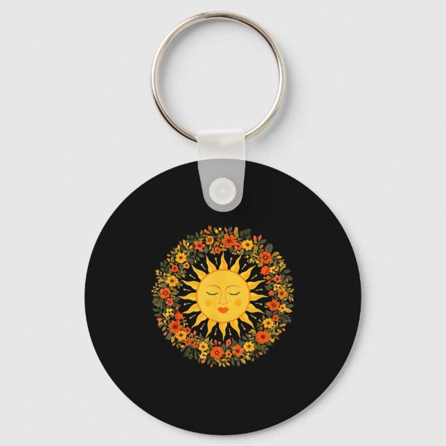 Boho Spiritual Sun Cute Bohemian Celestial Hippie  Keychain (Front)