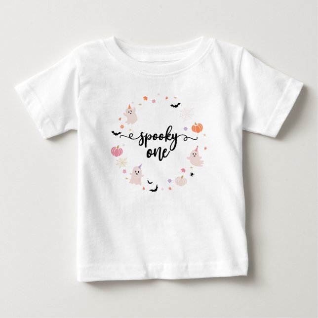 Boho spooky One Halloween Cute Ghost Baby T-Shirt (Front)