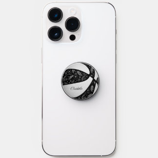 Boho sports girly paislies black white basketball PopSocket