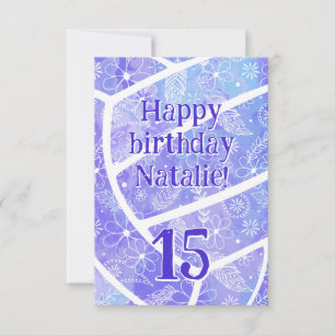 boho sports purple floral volleyball birthday card