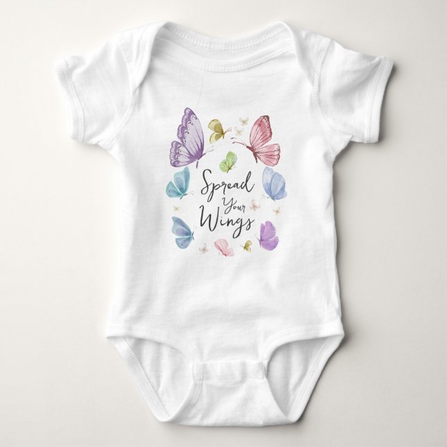 Boho Spread Your Wings Butterfly Baby One-piece Baby Bodysuit (Front)
