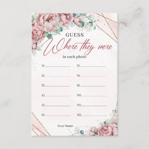 Boho Spring Blush floral gold Where they were card