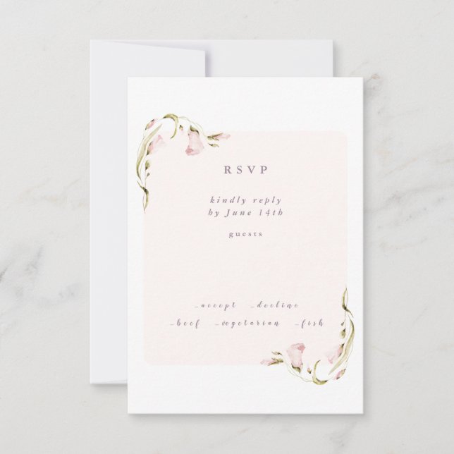 Boho Spring Botanical Corner WildFlower Wedding RSVP Card (Front)