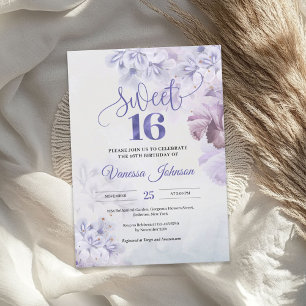 Boho spring dusty purple pink mauve floral invitation