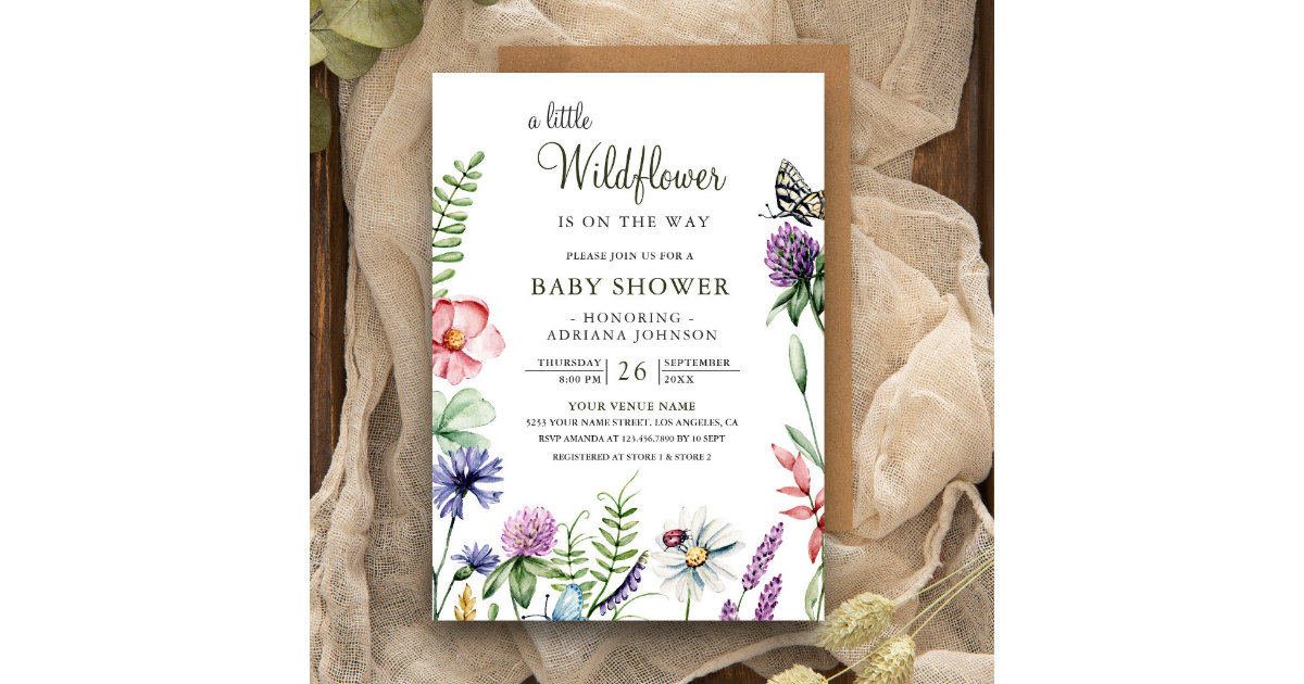 Boho Wildflower Baby Shower Invitation