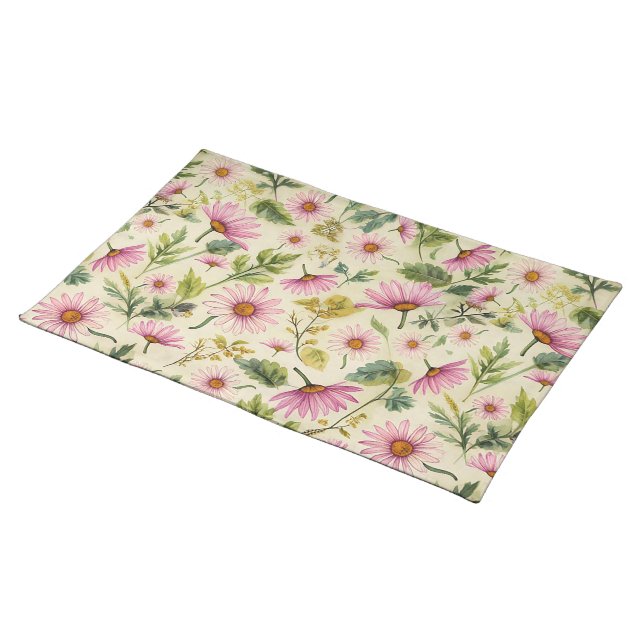 Boho Spring Floral  Cloth Placemat (On Table)