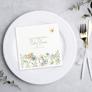 Boho spring floral personalized baby shower napkins