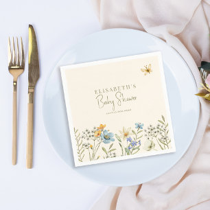 Boho spring floral personalized baby shower napkins