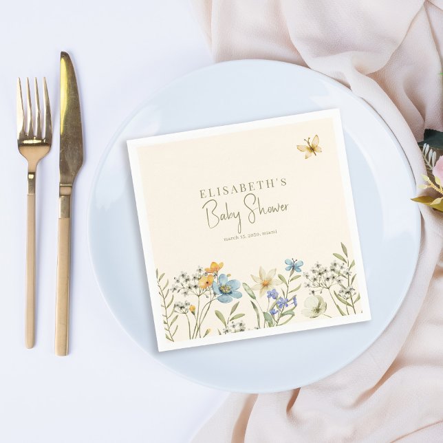 Boho spring floral personalized baby shower napkins (Creator Uploaded)