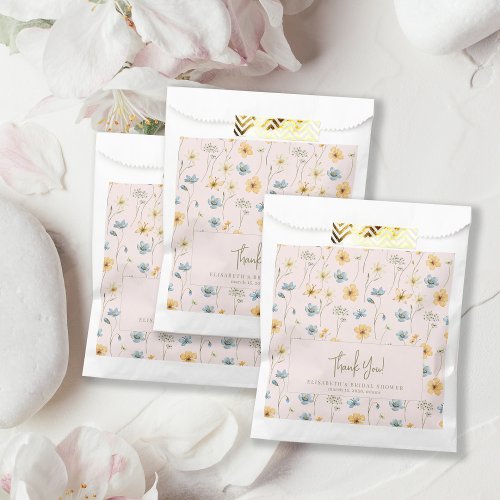 Boho spring floral personalized bridal shower favor bag