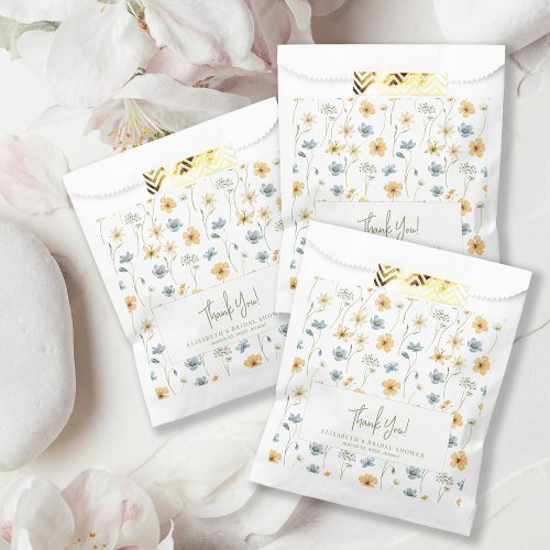 Boho spring floral personalized bridal shower favor bag