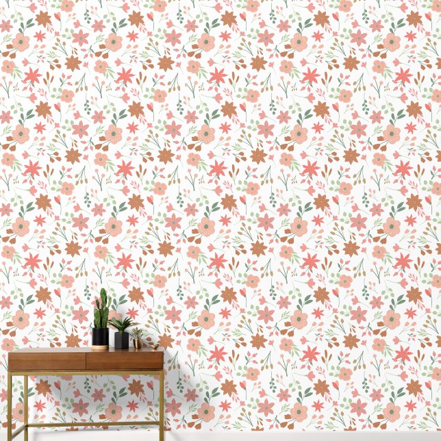 Boho Spring Flowers Floral Wallpaper (Hallway)