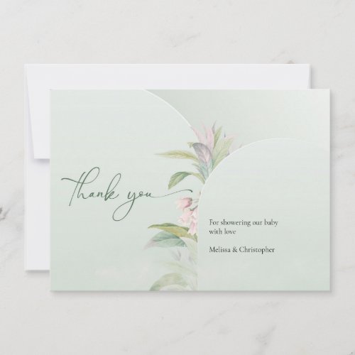 Boho spring greenery eucalyptus blush baby thank y thank you card
