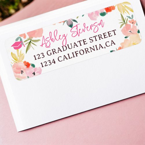 Boho spring pink garden floral graduation label