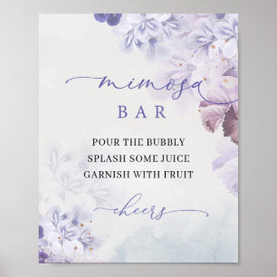 Boho spring purple dusty blue flowers mimosa bar poster