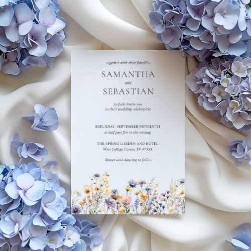 Boho Spring Wildflower  Botanical Wedding  Invitation