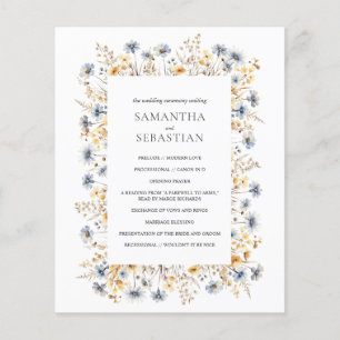 Boho Spring Wildflower Botanical Wedding Program