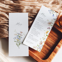 Boho Spring Wildflower Elegant Garden Wedding Menu