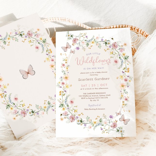 Boho Spring Wildflower Garden Girl Baby Shower Invitation (Creator Uploaded)