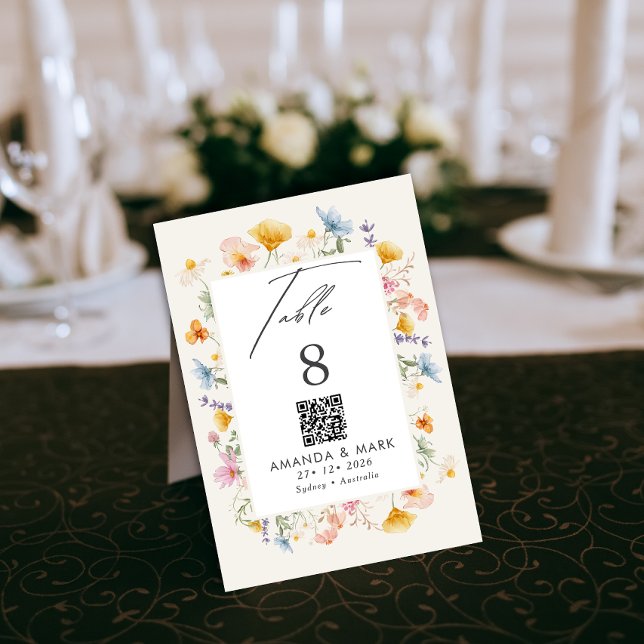Boho Spring Wildflowers Botanical Garden Wedding  Table Number (Creator Uploaded)