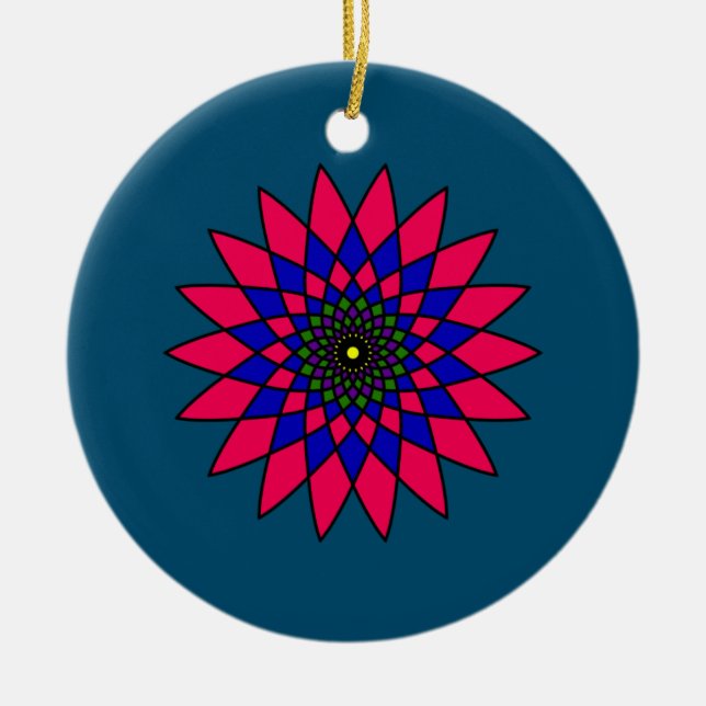 Boho Stained Glass Blossom  Ceramic Ornament (Front)