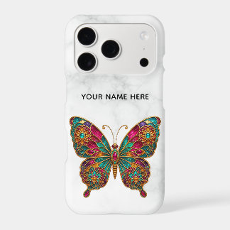 Boho Stained Glass Butterfly Marble Custom Case