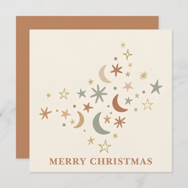 Boho Star Cluster Christmas Holiday Card (Front/Back)