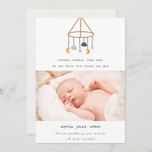 Boho Star Moon Cloud Baby Photo Birth Announcement