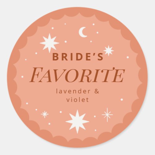 Boho stars favorite flavor wedding favor sticker