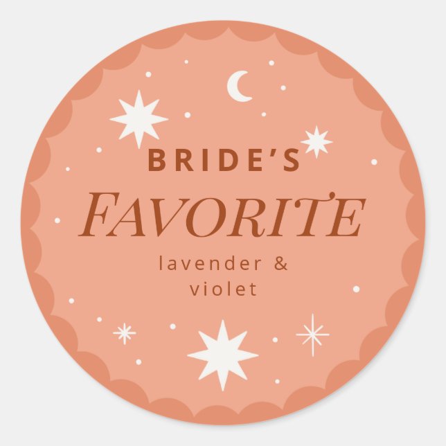 Boho stars favorite flavor wedding favor sticker (Front)
