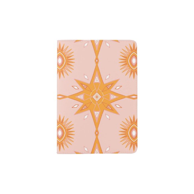 Boho Stars Hand-drawn Geometric Pattern  Passport Holder (Front)
