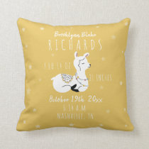 Boho Stars Llama Neutral Baby Birth Stats Nursery Throw Pillow