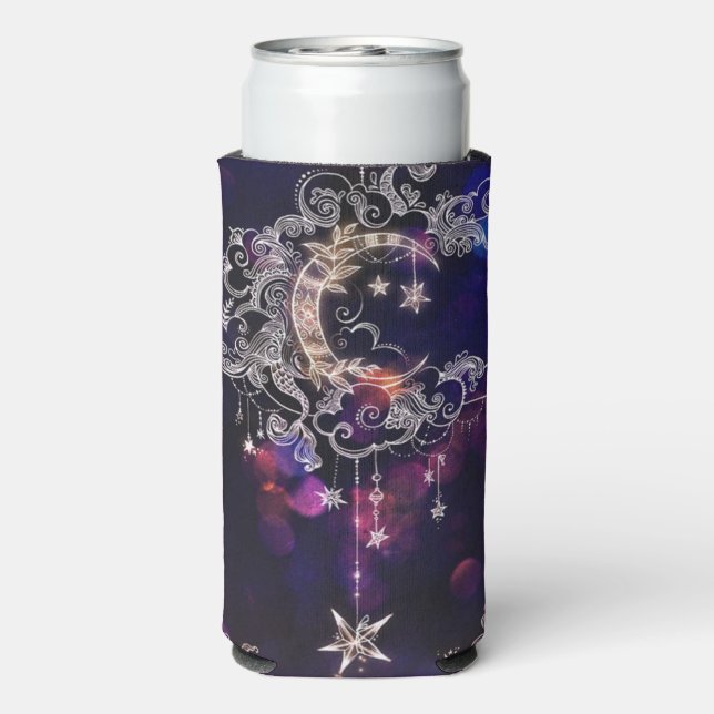 Boho Stars & Moon Purple Tall Seltzer Can Cooler (Seltzer Back)