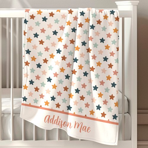 Boho Stars Pattern Personalized Baby Blanket