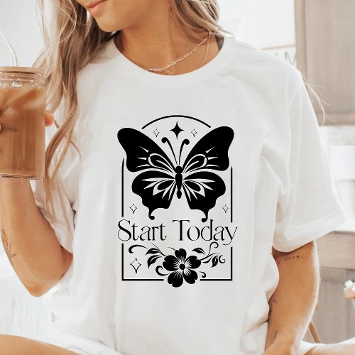 Boho Start Today Butterfly Motivational Tri_Blend Shirt