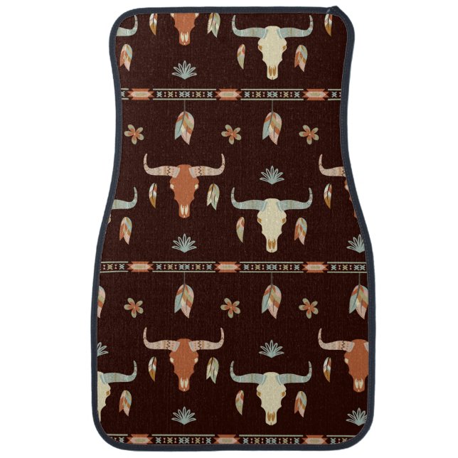 Boho Steer Pattern Car Floor Mat (Front)