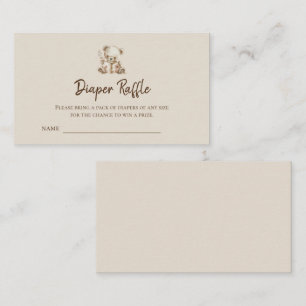 Boho Storybook Bear Diaper Raffle Tickets Enclosure Card