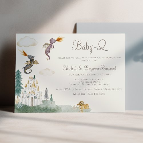 Boho Storybook Dragon Baby_Q BBQ Baby Shower Invitation