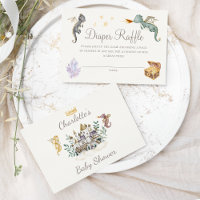 Boho Storybook Dragon Baby Shower Diaper Raffle
