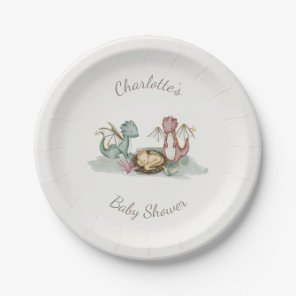Boho Storybook Dragon Baby Shower Paper Plates