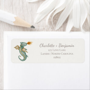 Boho Storybook Dragon Baby Shower Return Address Label