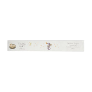 Boho Storybook Dragon Baby Shower Return Address Wrap Around Label