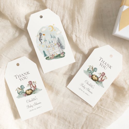 Boho Storybook Dragon Baby Shower Thank You Gift Tags