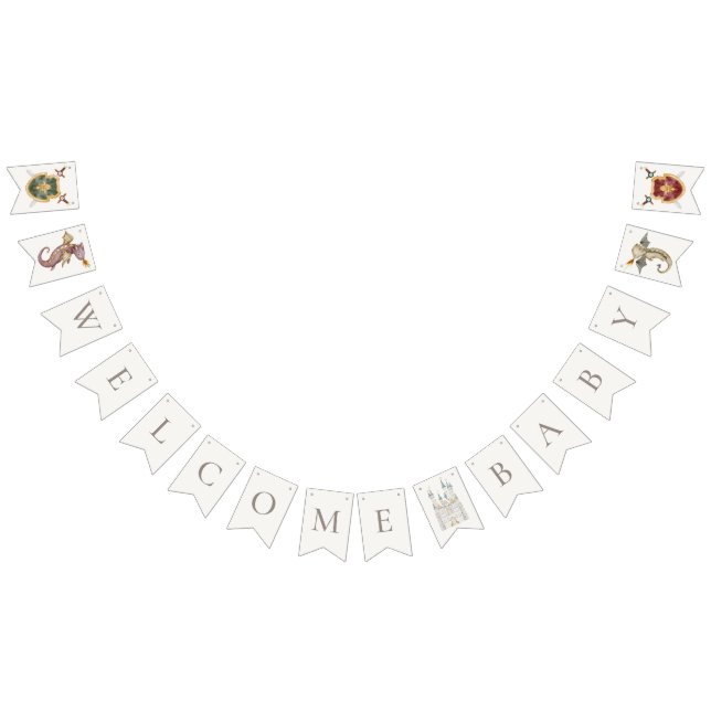 Boho Storybook Dragon Baby Shower Welcome Bunting Flags (All)