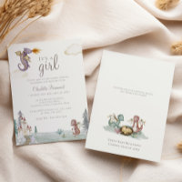 Boho Storybook Dragon It's A Girl Baby Shower