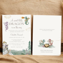 Boho Storybook Dragon Sweet Little Baby Shower Invitation