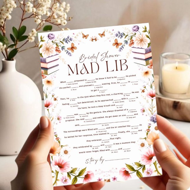 Boho Storybook Floral Mad Libs Bridal Shower Game (Creator Uploaded)