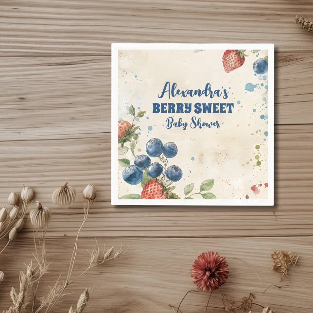 Boho Strawberry Berry Sweet Baby Shower Napkins (Creator Uploaded)