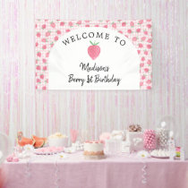 Boho Strawberry Berry Sweet Birthday Banner