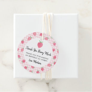 Boho Strawberry Berry Sweet Birthday Favor Tags